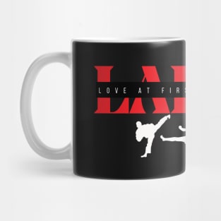 White Black and Red Love at First Fight Design Mug